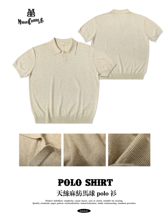Tencel-Linen Blend Knitted Polo Shirt