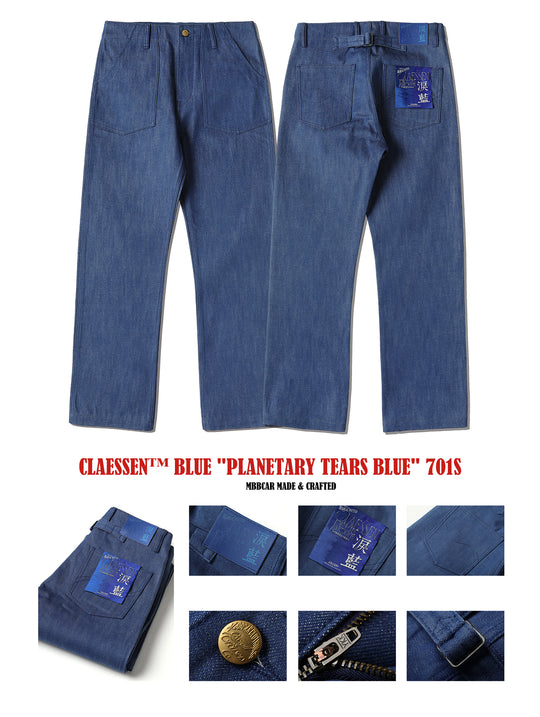 Claessen™ Blue "Planetary Tears Blue" Straight-Leg Fatigue jeans