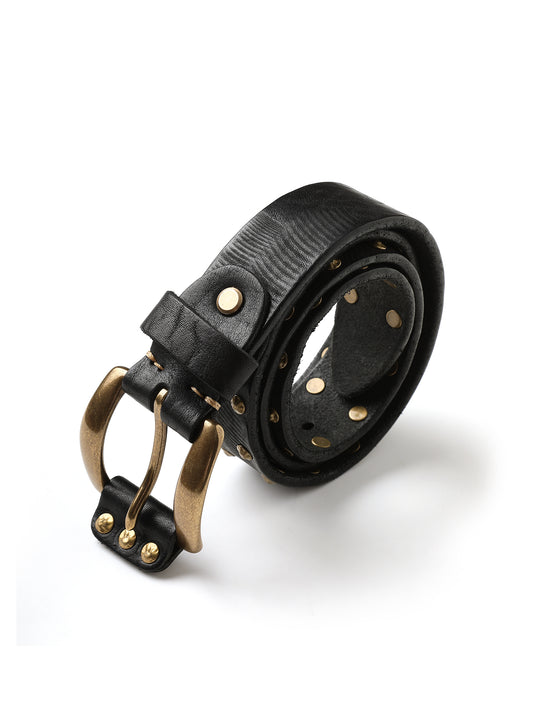 Bison-Grain Leather Cavalry Belt-Black