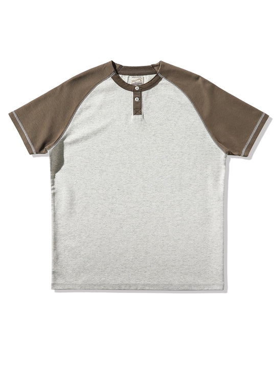 230-gram Double-yarn Henley shirt-Light Grey