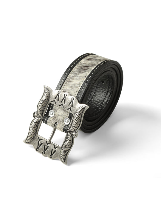 Year of the Horse Limited Edition Cowhair Western-Style Belt-White