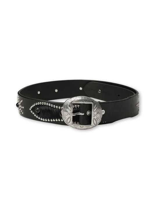 Western-Engraved Pin-Buckle Leather Belt