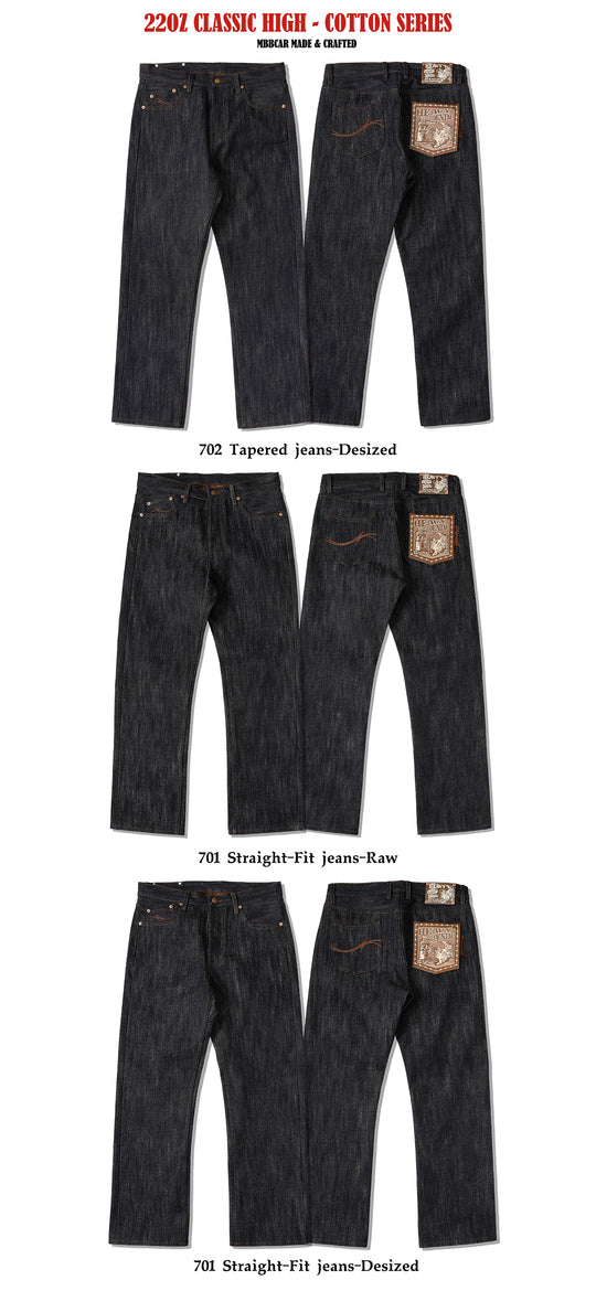 22OZ Selvedge 702 Tapered jeans-Desized