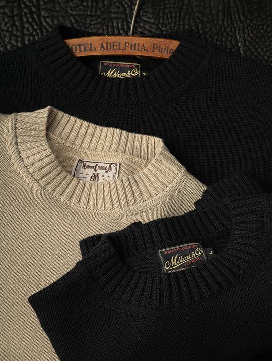 Ivy-Style Crewneck Sport Sweater-Apricot