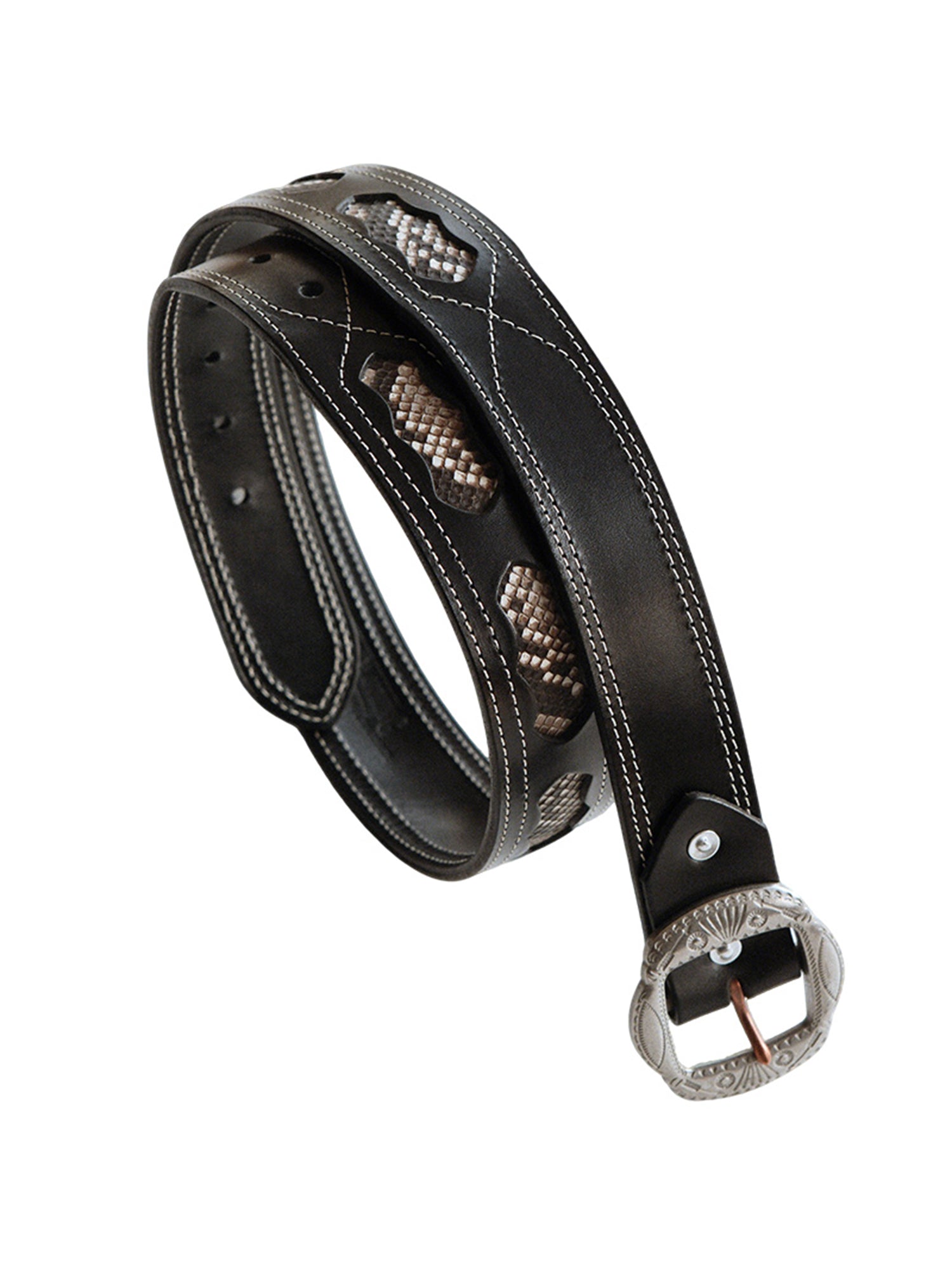 Belt Python Black Leather – - Studded Studs Red with leather YOUNG