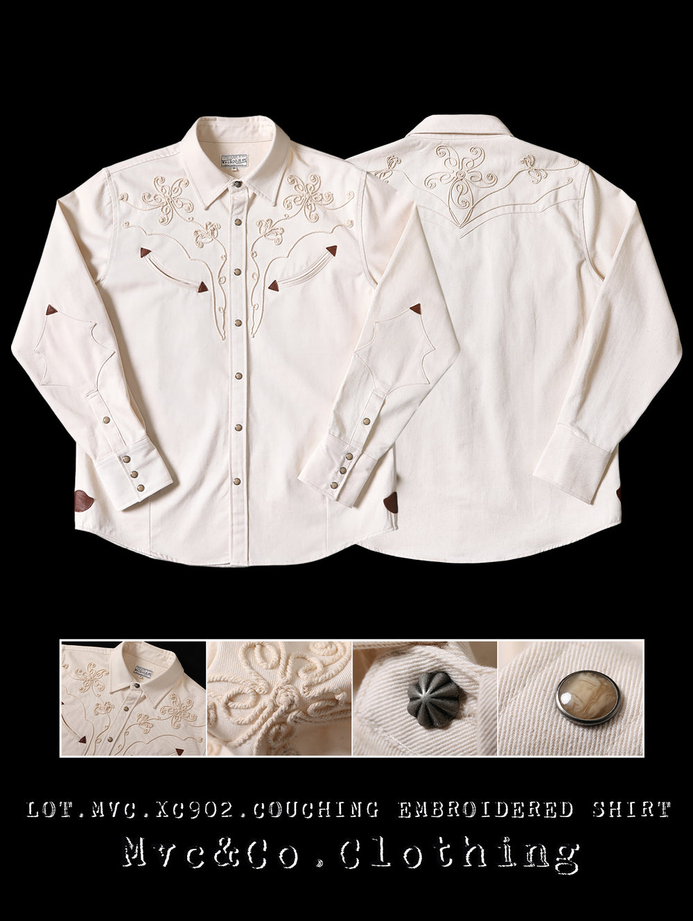 Mvc&Co. White Denim Couching Embroidery Shirt
