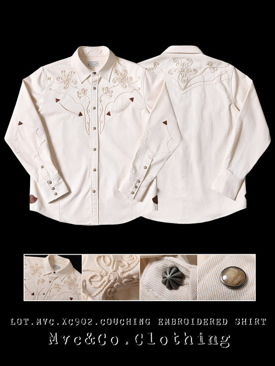 Mvc&Co. White Denim Couching Embroidery Shirt