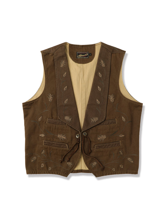 Western Series Shawl-Collar Embroidered Vest