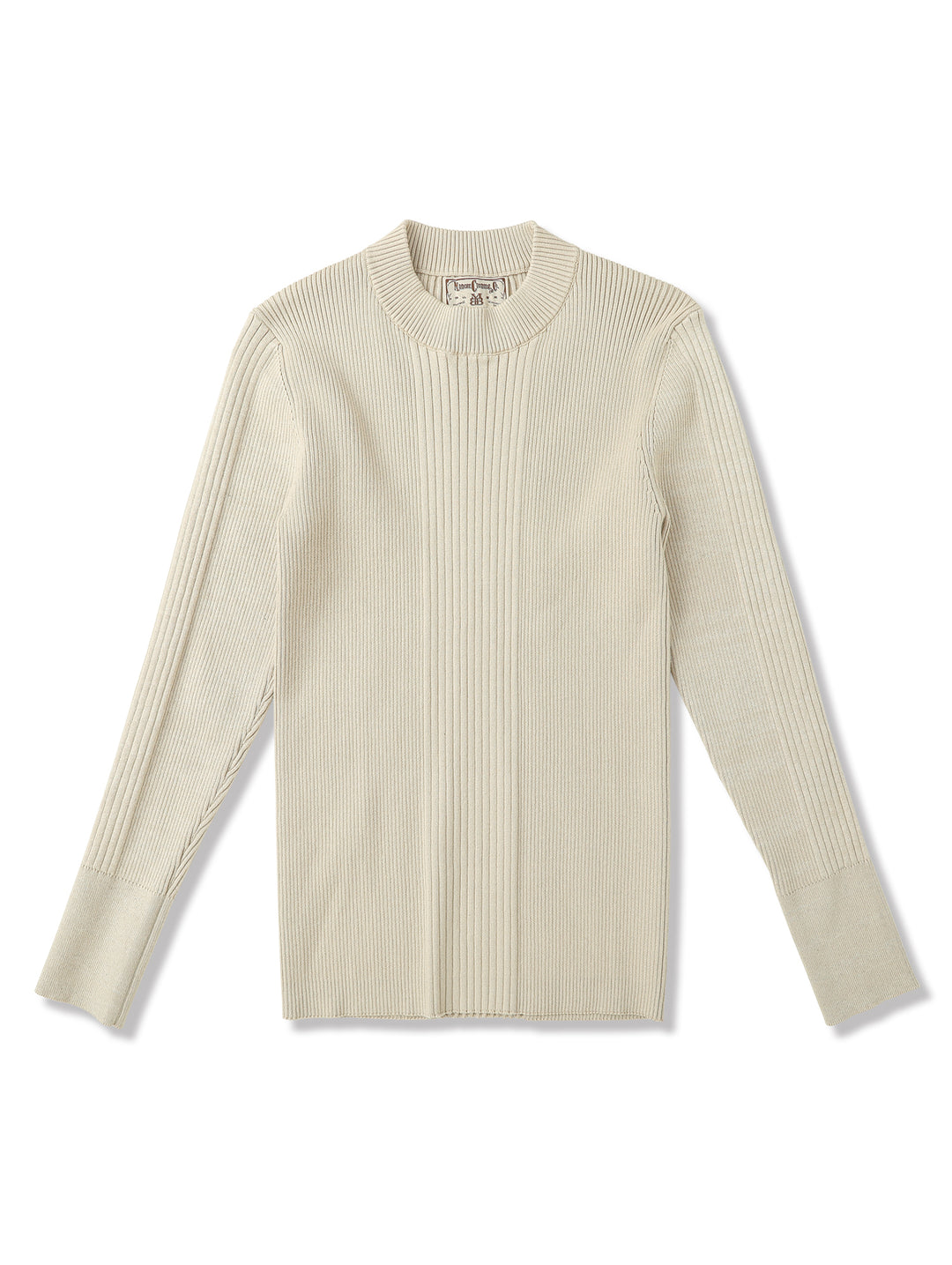 Slim-Fit Ribbed Sport Sweater-Apricot
