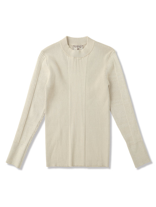 Slim-Fit Ribbed Sport Sweater-Apricot