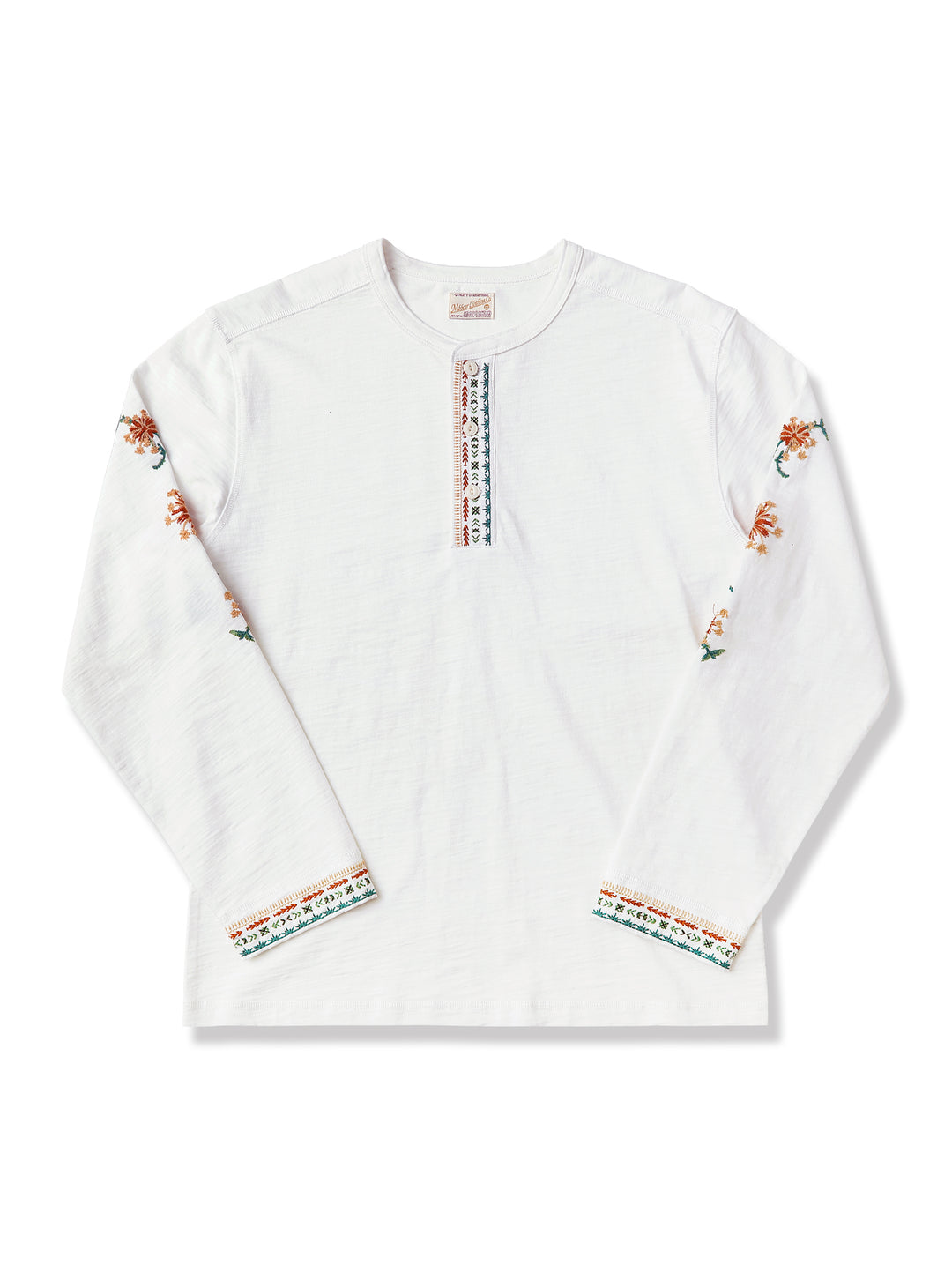 Western Series Embroidered Henley shirt-White