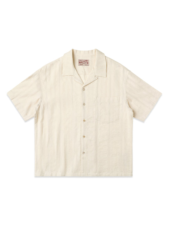 Openwork jacquard Cuban collar shirt