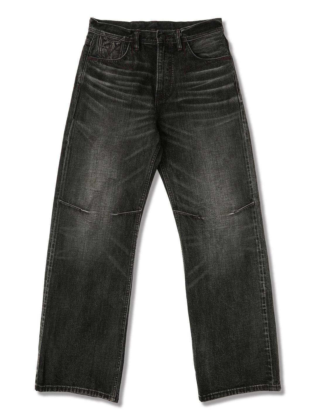 14oz Black Swordsman Washed Pleated jeans