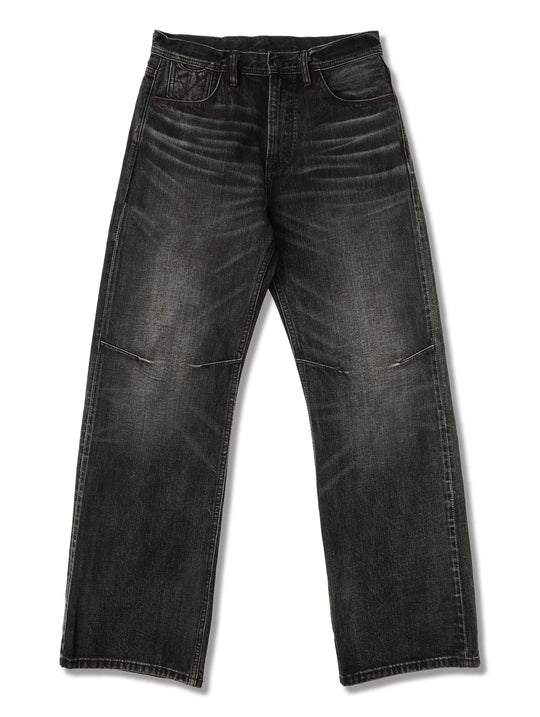 14oz Black Swordsman Washed Pleated jeans