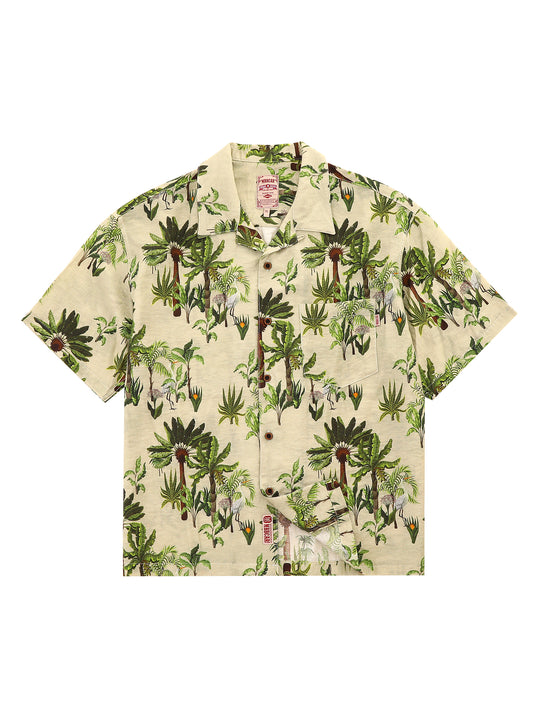 Linen Cuban Collar Banana Tree Aloha Shirt