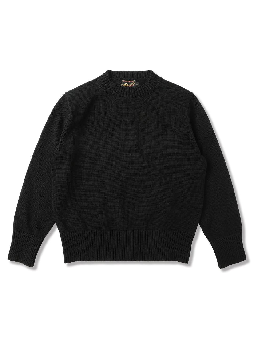 Ivy-Style Crewneck Sport Sweater-Black