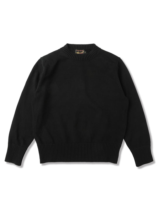 Ivy-Style Crewneck Sport Sweater-Black