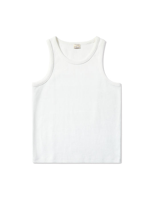Waffle Tank Top-White