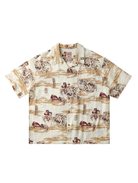 Ukiyo-e Print Cuban Collar Aloha Shirt