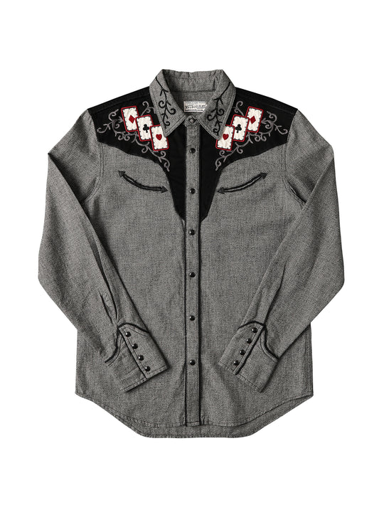 Mvc&Co. Gambler Card Pattern Embroidered Shirt