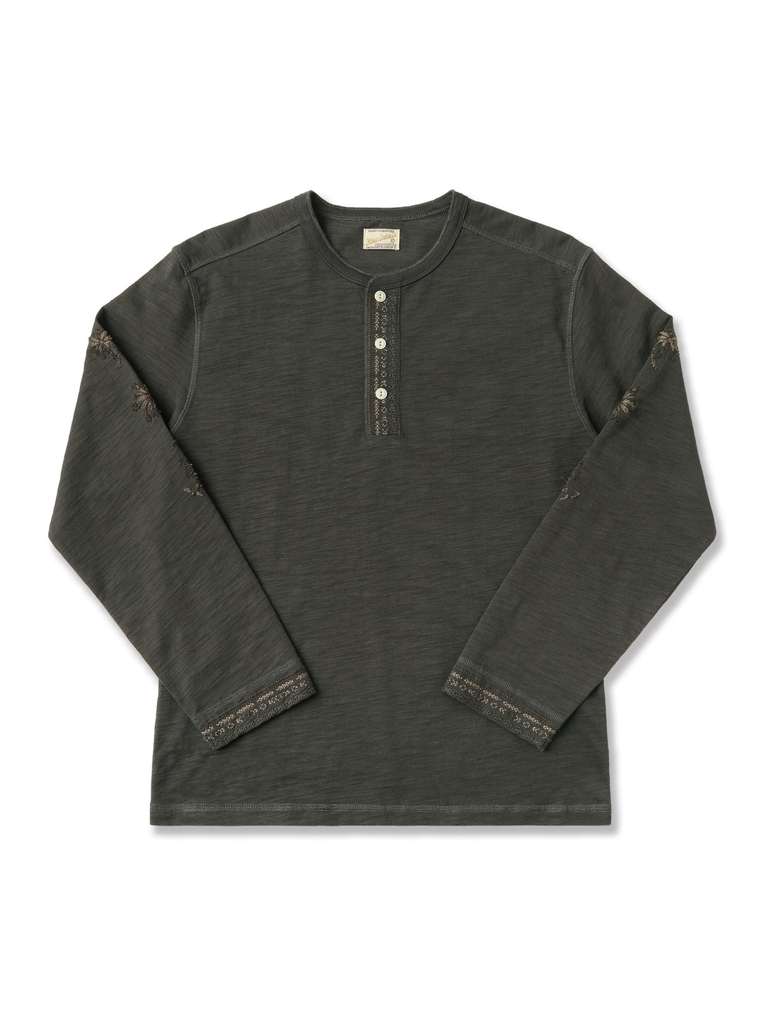 Western Series Embroidered Henley shirt-White