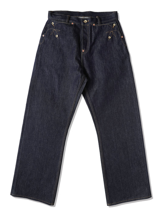 Bamboo Kasuri Series 17.7OZ Selvedge Denim Wide-Leg jeans