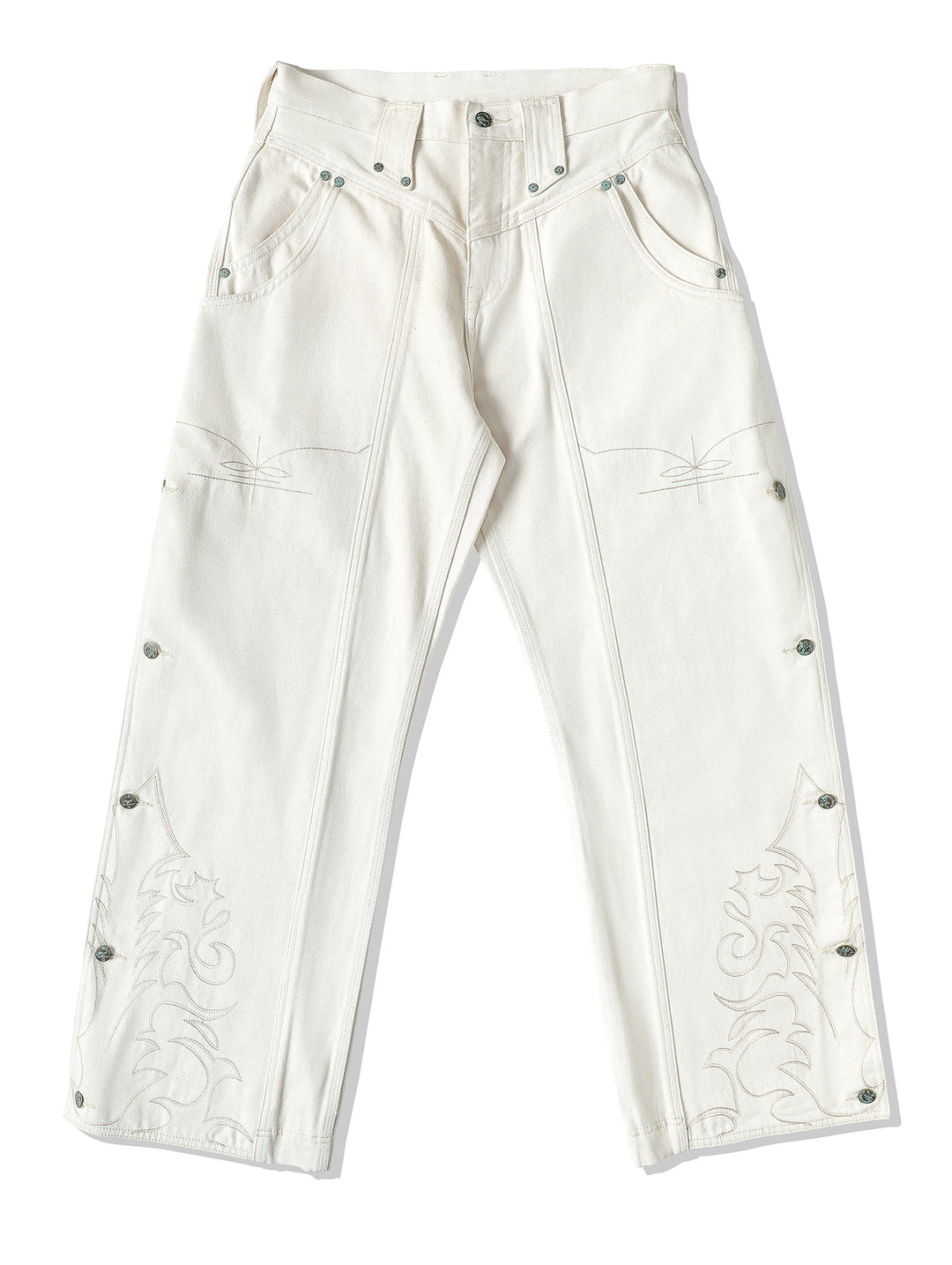 Western Series 14OZ White Denim Spur jeans