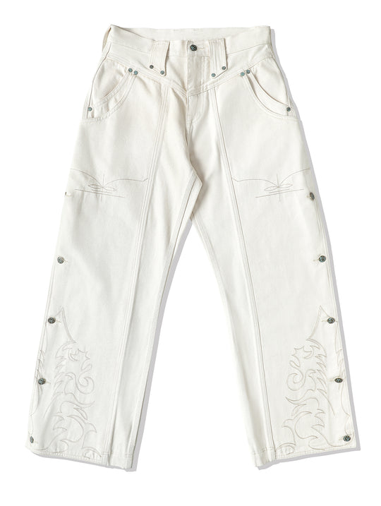 Western Series 14OZ White Denim Spur jeans