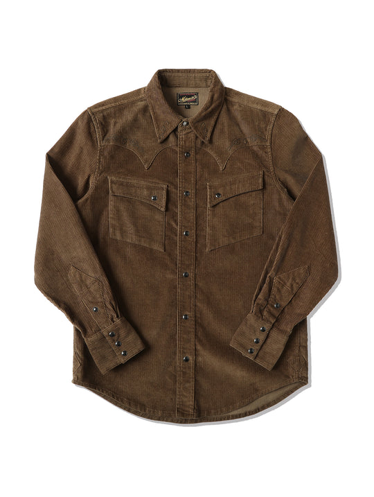 Western Series Basic Corduroy Shirt-Brown