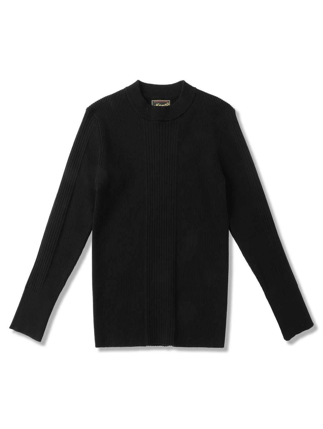 Slim-Fit Ribbed Sport Sweater-Black