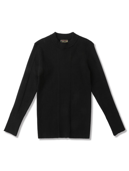 Slim-Fit Ribbed Sport Sweater-Black