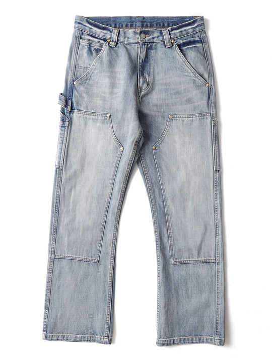 Washed Double Knee B01 Lumberjack Denim Flare Jeans