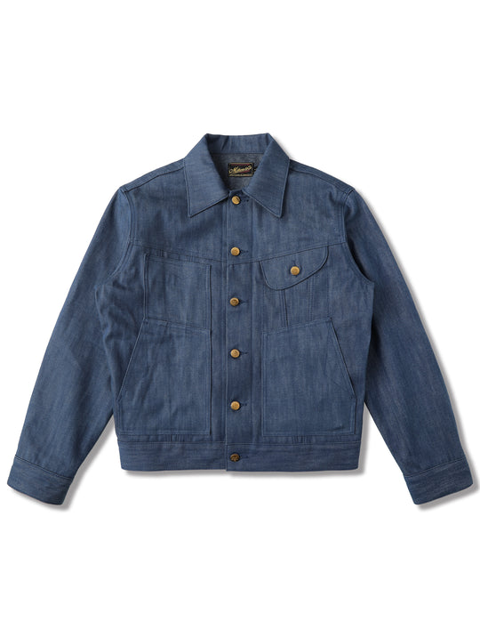 Claessen™ Blue "Planetary Tears Blue" Selvedge Denim Wool-Blend Lined Cruiser Jacket