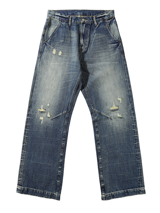 Tie-dye Distressed Ripped Washed Wide-Leg jeans