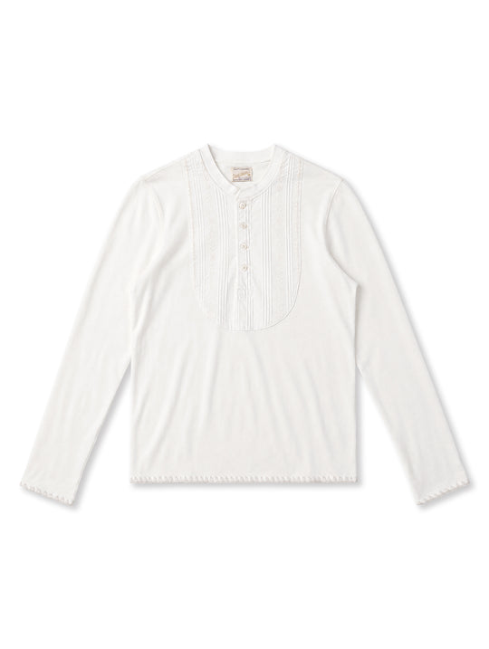 Western Series Women's Embroidered Bib-front Henley shirt-Black