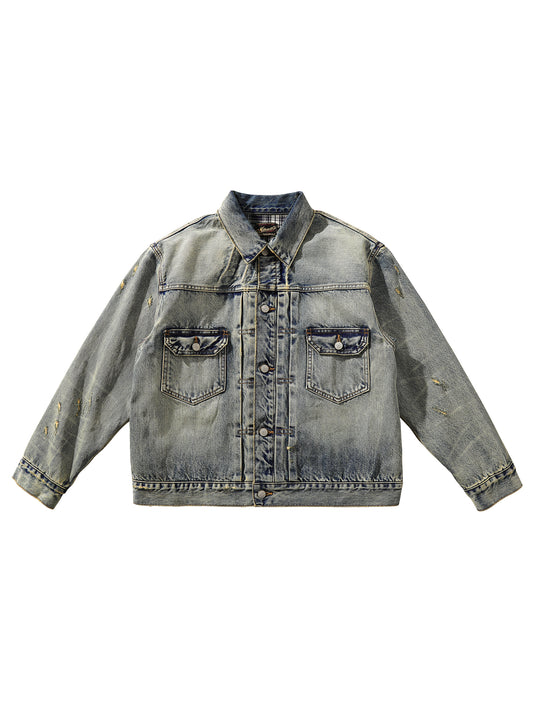 Distressed Washed Denim Jacket