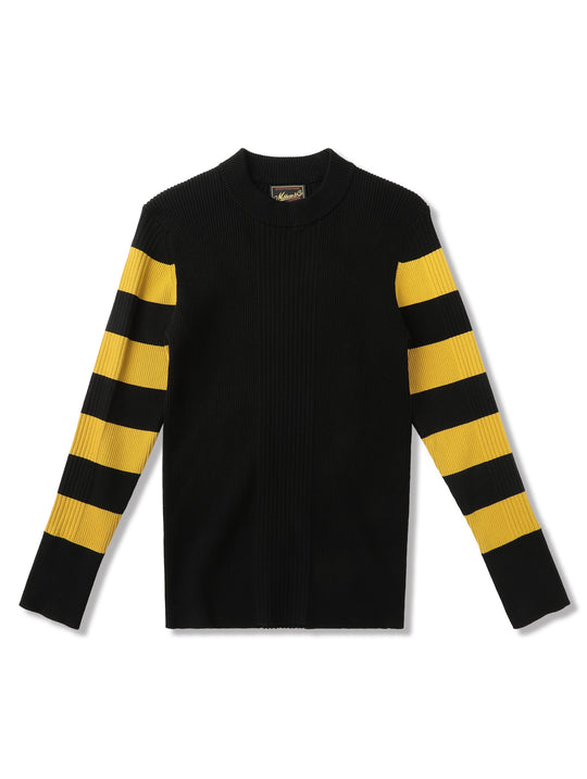 Motorcycle-Style Striped Sport Sweater