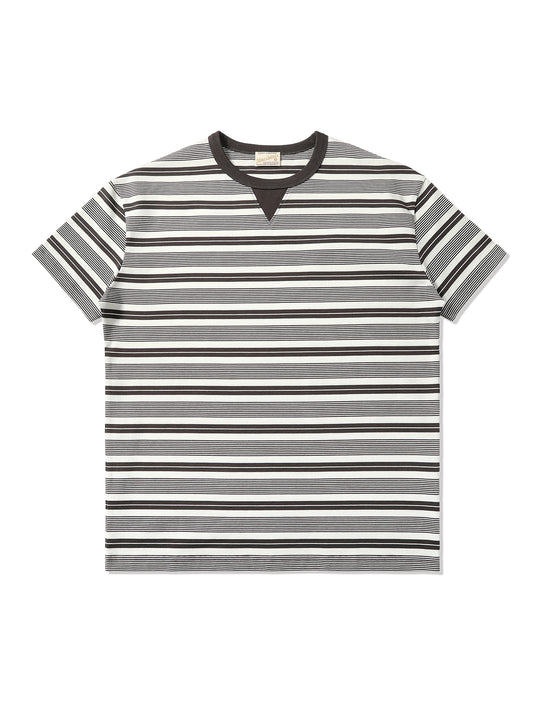 Striped Sports T-shirt-Charcoal Grey