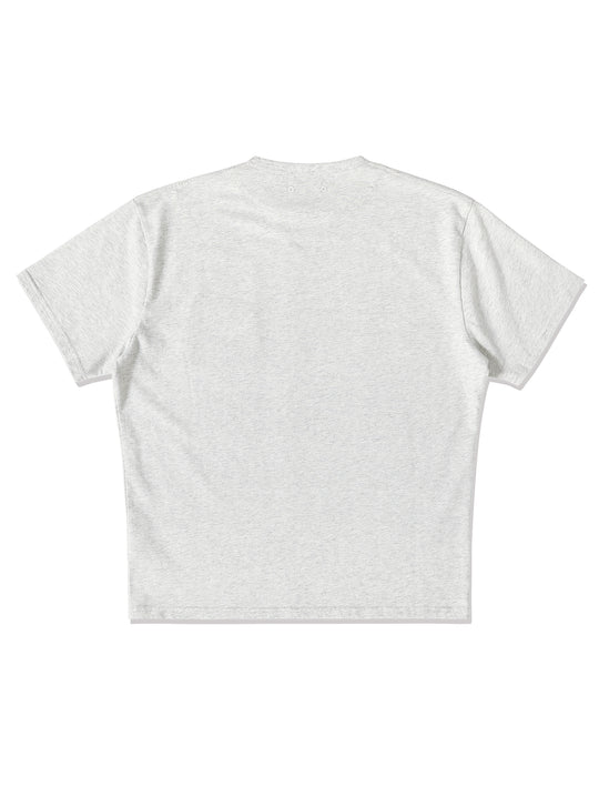 Single Pocket Basic T-Shirt-Grey