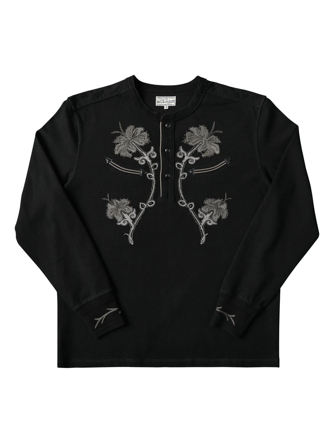 Mvc&Co. Desert Lily Embroidered Henley shirt