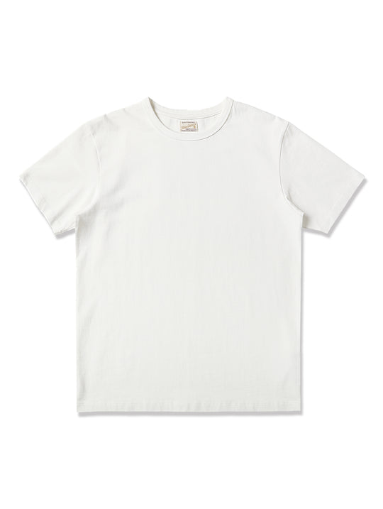 Three-Color Regular Extended-Length Crew Neck T-shirt-White