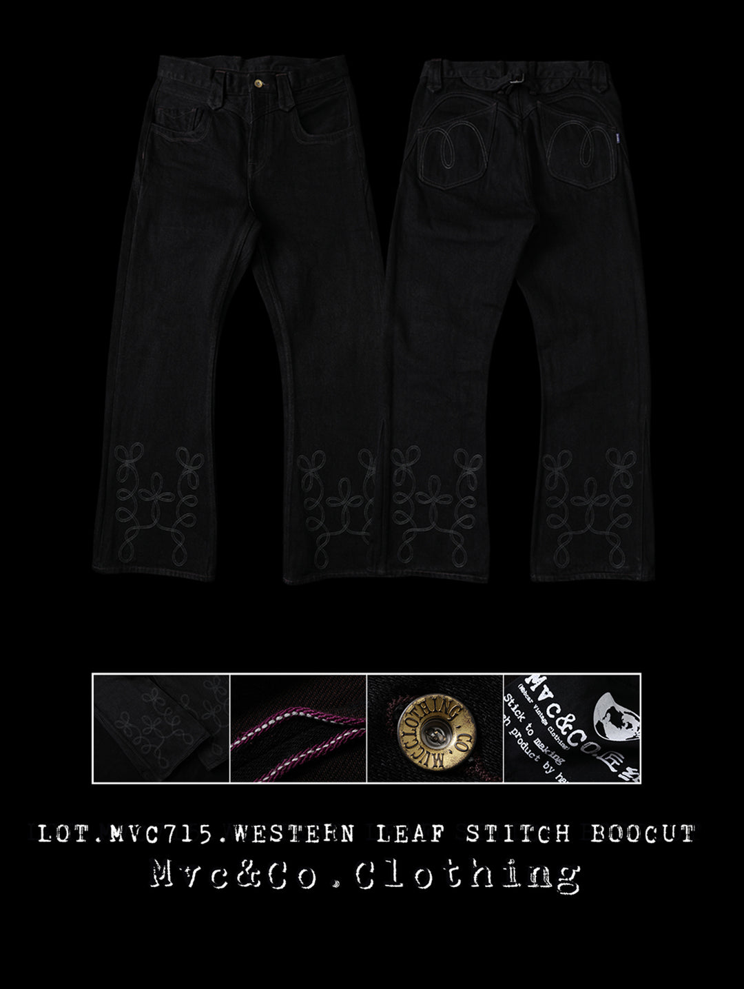 Western Embroidered Bootcut Selvedge Denim jeans