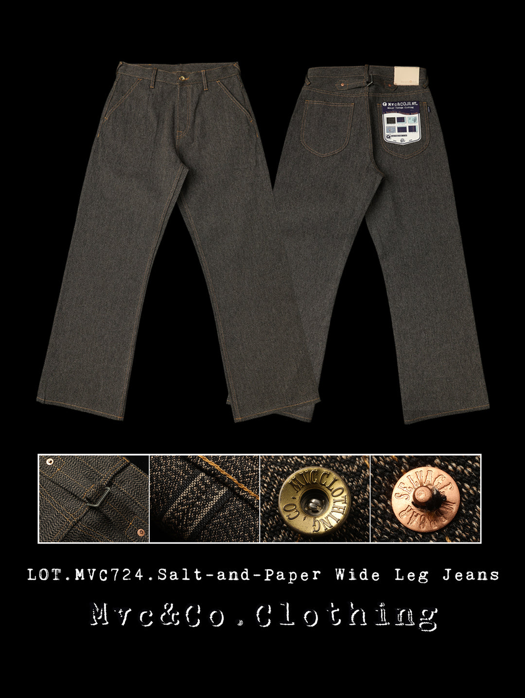 Mvc&Co. 724# Salt-and-Pepper Wide-Leg jeans