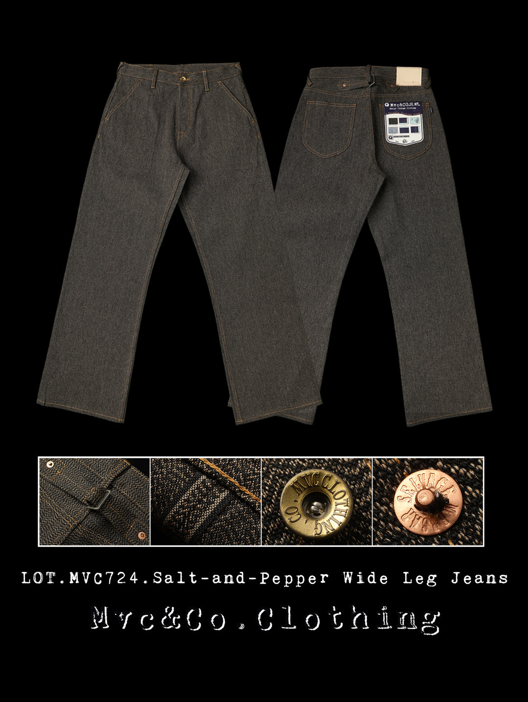 Mvc&Co. 724# Salt-and-Pepper Wide-Leg jeans