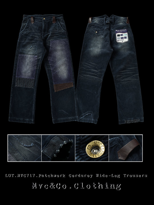 Mvc&Co. 717# Patchwork corduroy wide-leg pants