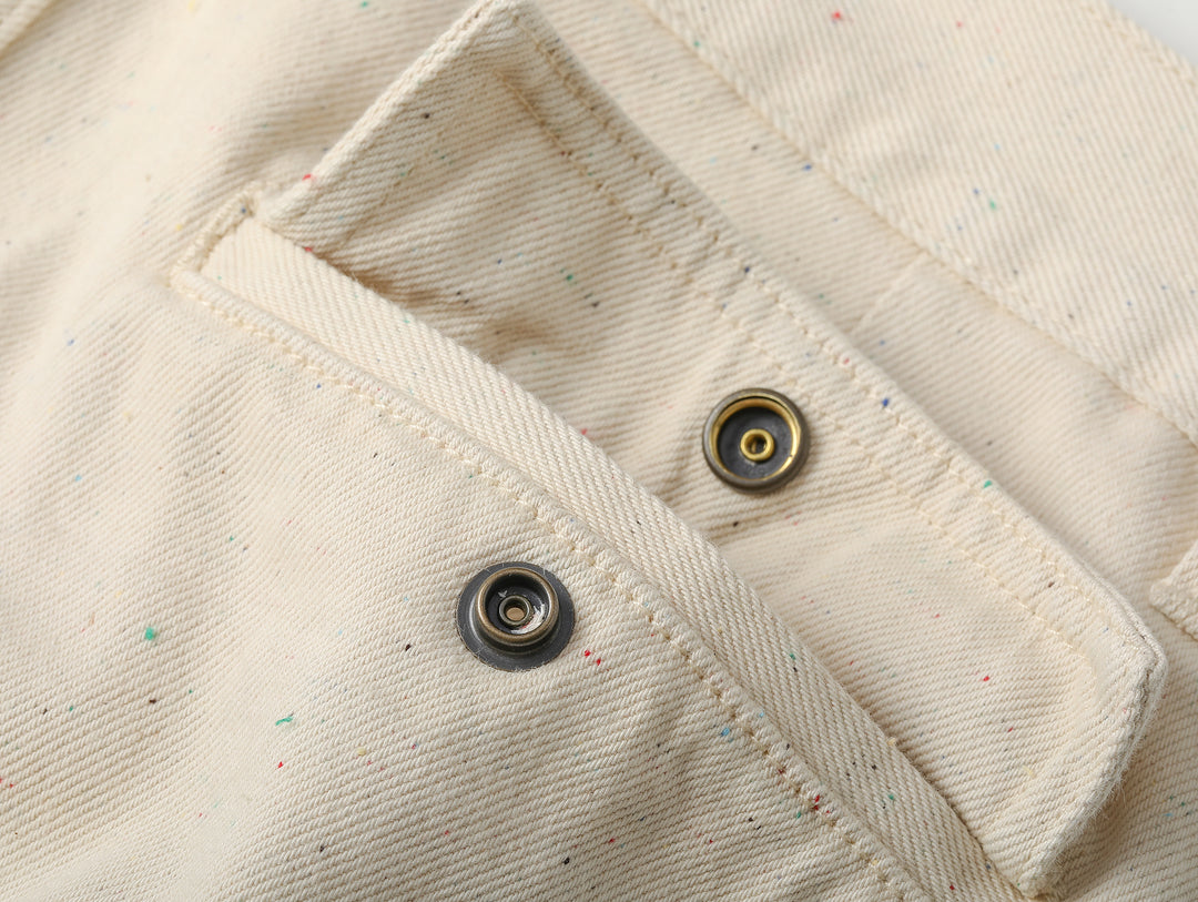 Colored-Yarn White Denim Cargo jeans