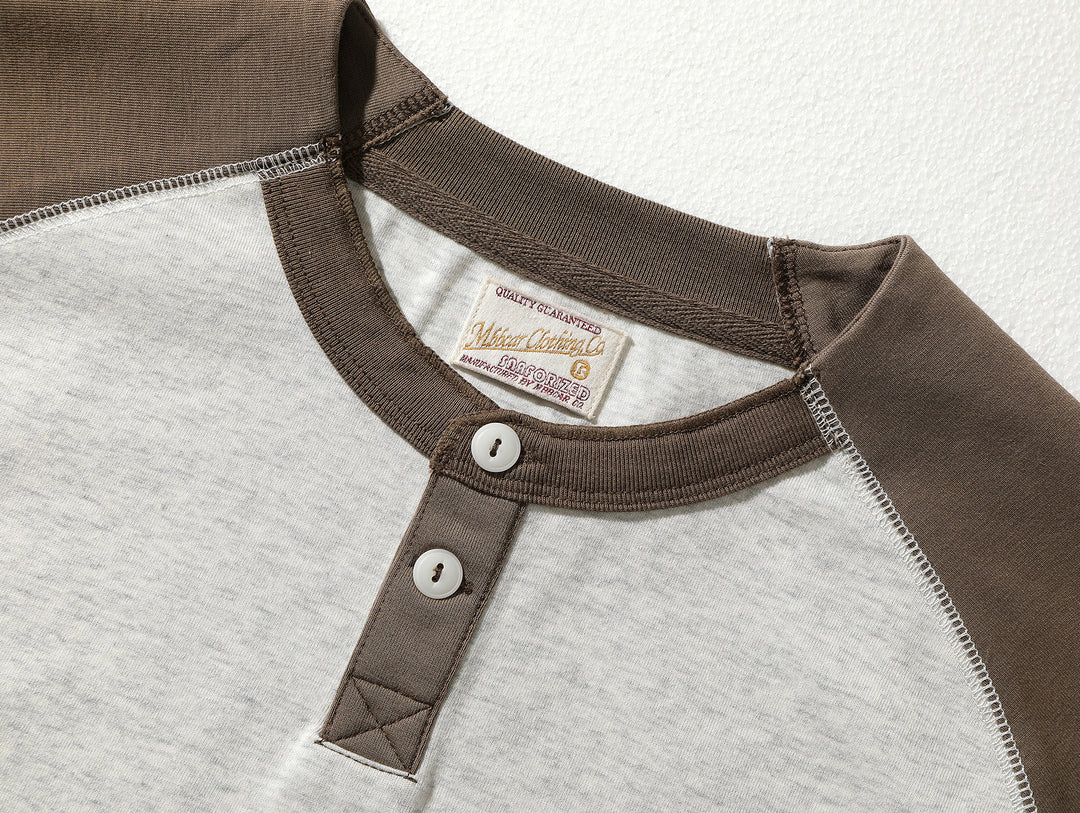 230-gram Double-yarn Henley shirt-Light Grey
