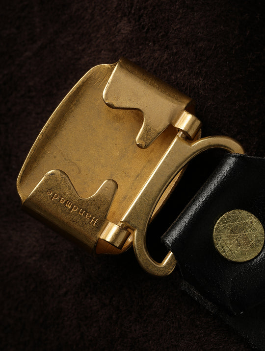 1920s Vintage Gentleman-Style Stainless Steel Hinged Buckle Belt-Gold