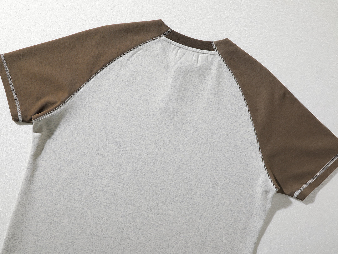 230-gram Double-yarn Henley shirt-Light Grey