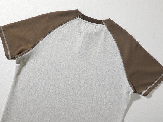 230-gram Double-yarn Henley shirt-Light Grey